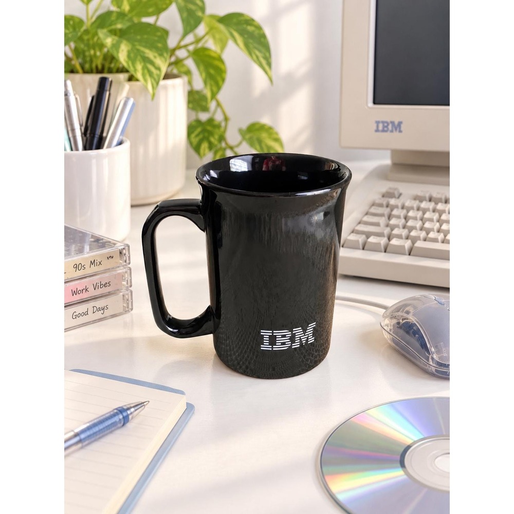 Vintage IBM Netfinity Coffee Mug Black Computer Tech Advertising Cup Office